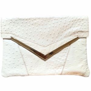Crown Vintage Leather Envelope Clutch Gold Accent
